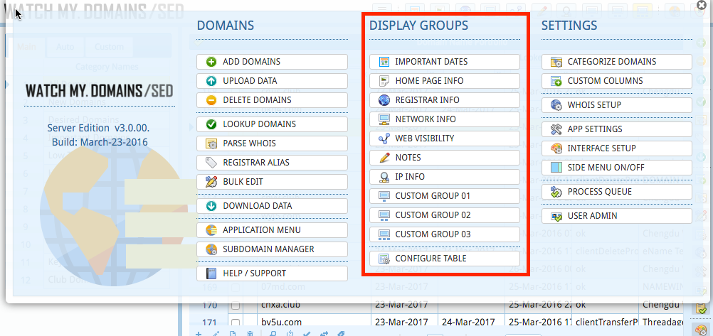 watch my domains sed