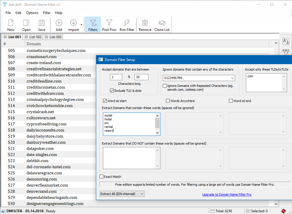 Domain Name Filter Application
