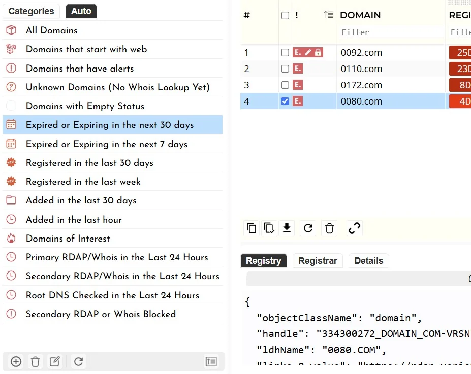 Auto Queries: Domain Name grouping