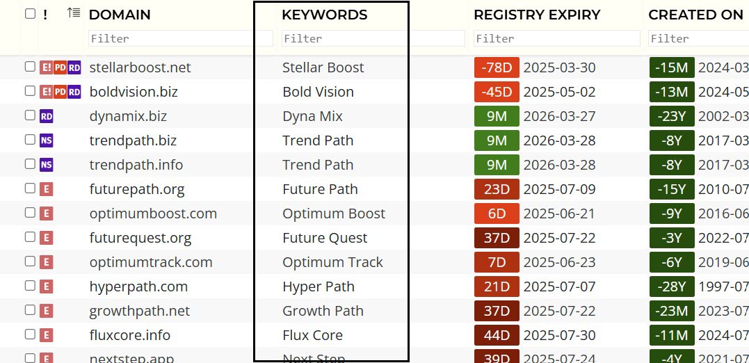 Split Domain Names into Component Keywords