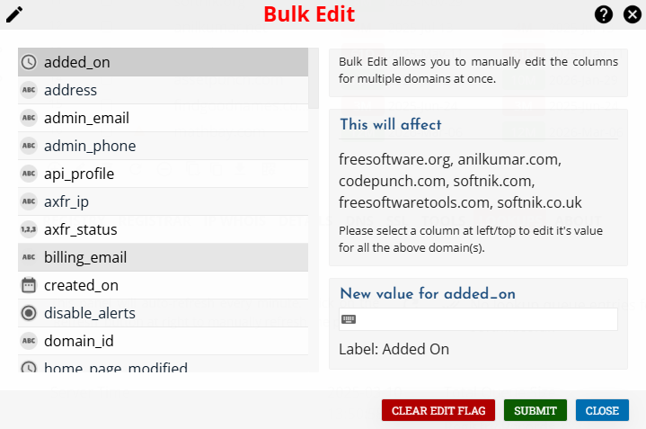 Bulk Edit Data