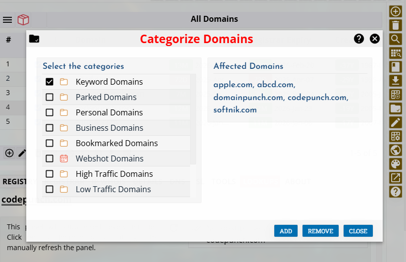 Domain Categories