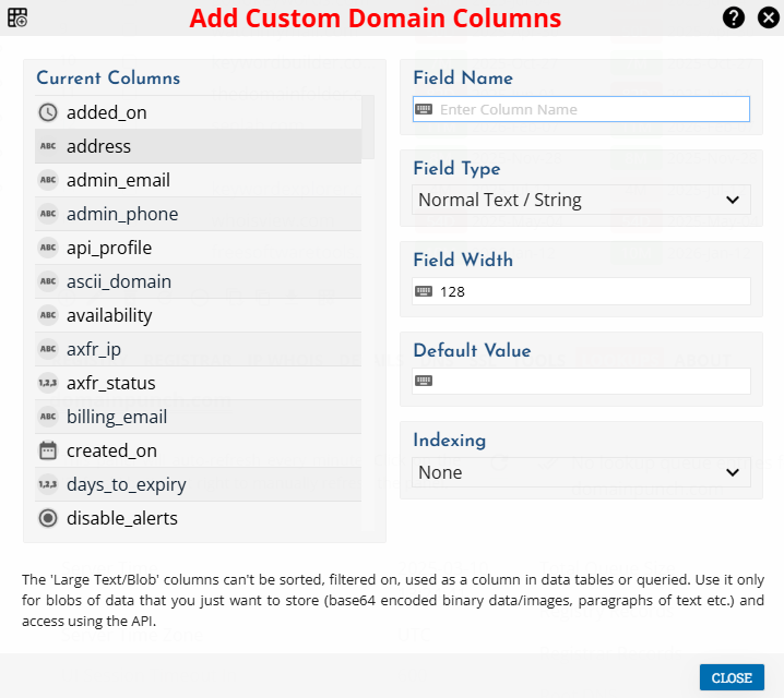 Custom Colums