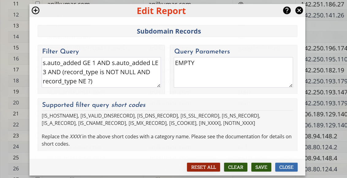 Query Short Codes